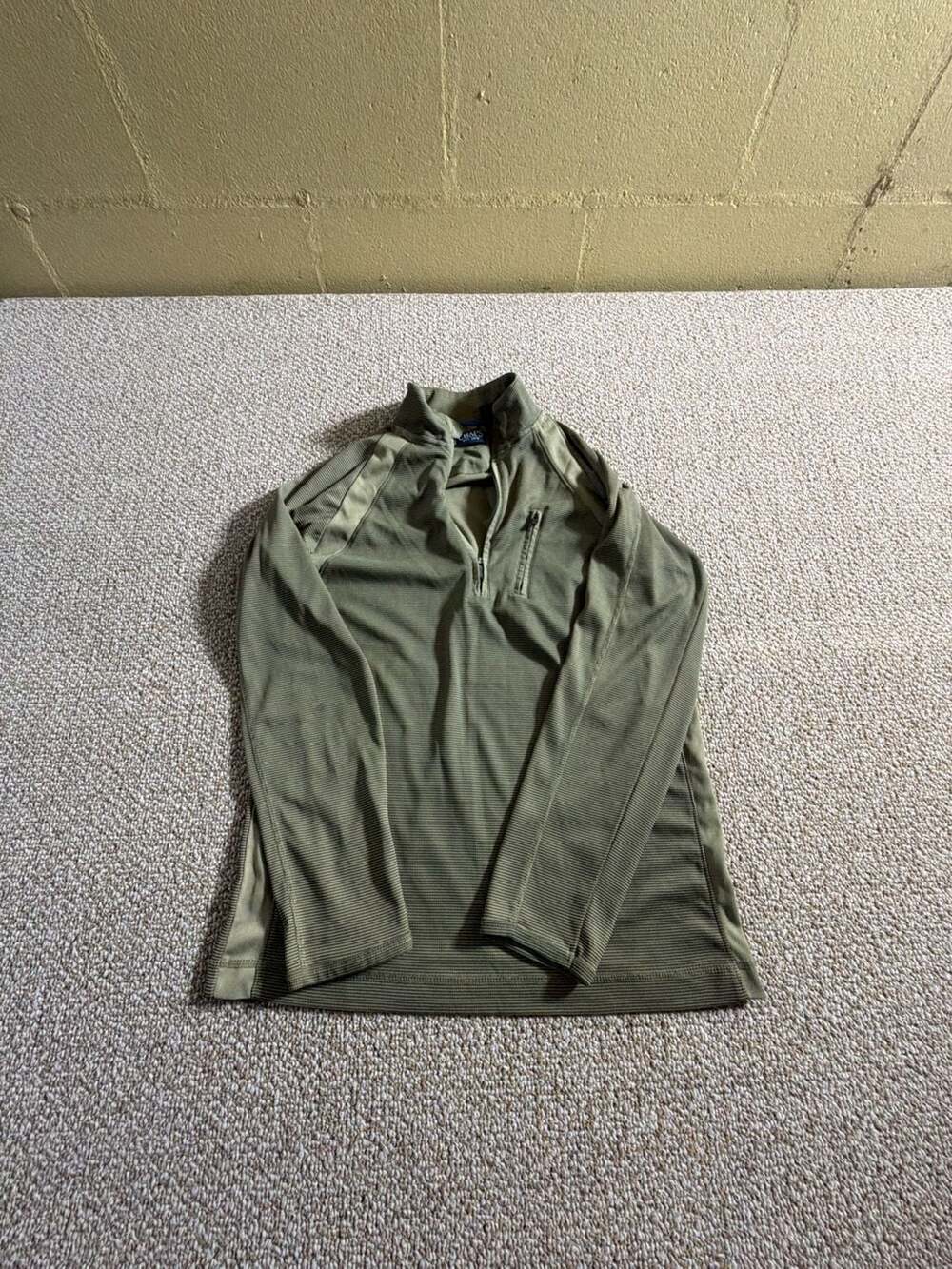 Chaps Est. 1978 Green Waffle Knit Quarter-Zip Pullover Shirt